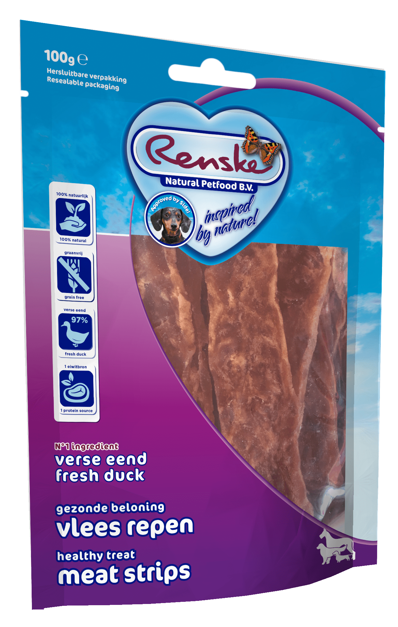 Renske Healthy Treat Meat Strips Duck 100g-min