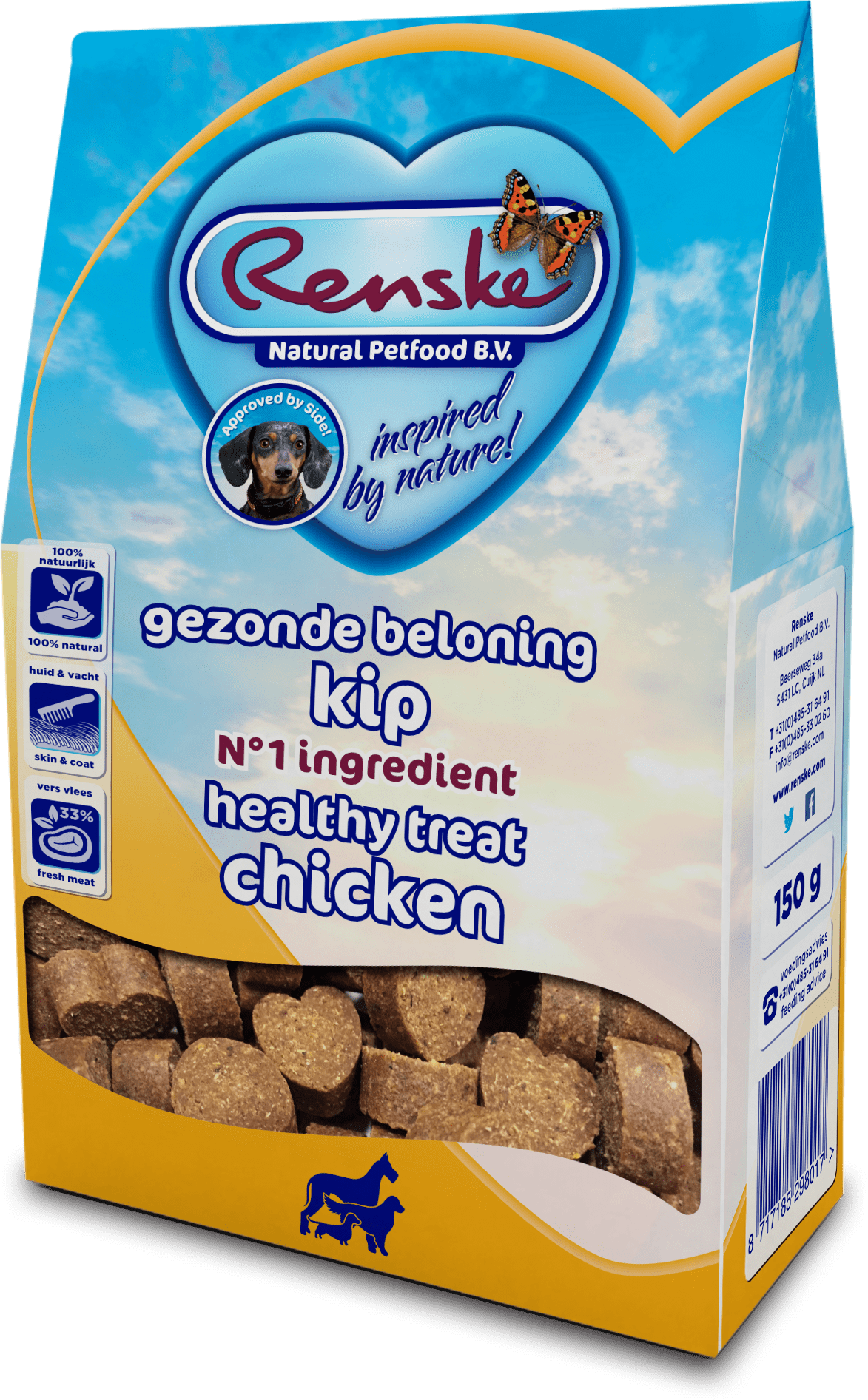 Renske Healthy Treats Hearts Chicken 150g-min