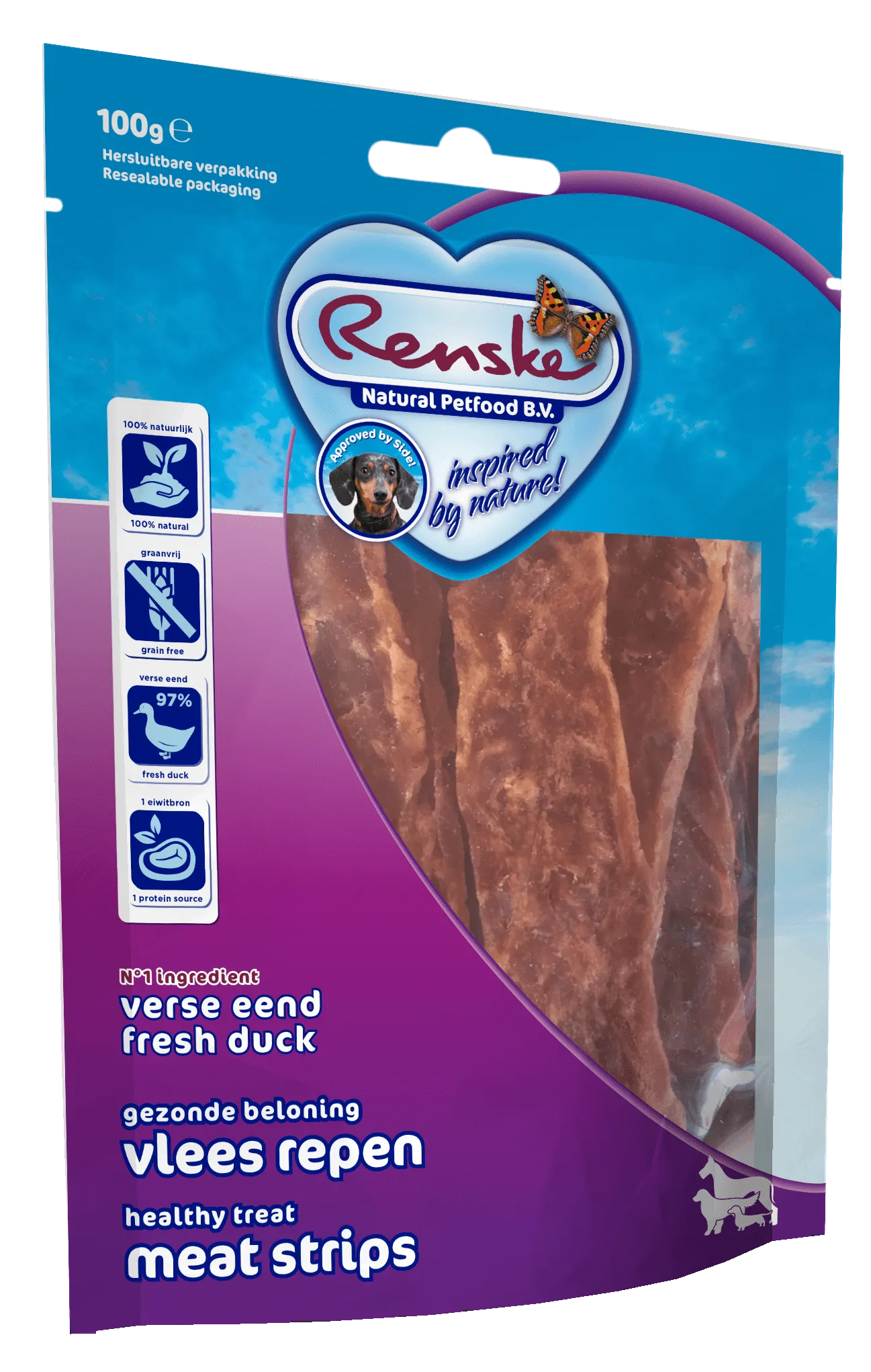 Renske Healthy Treat Meat Strips Duck 100g-min