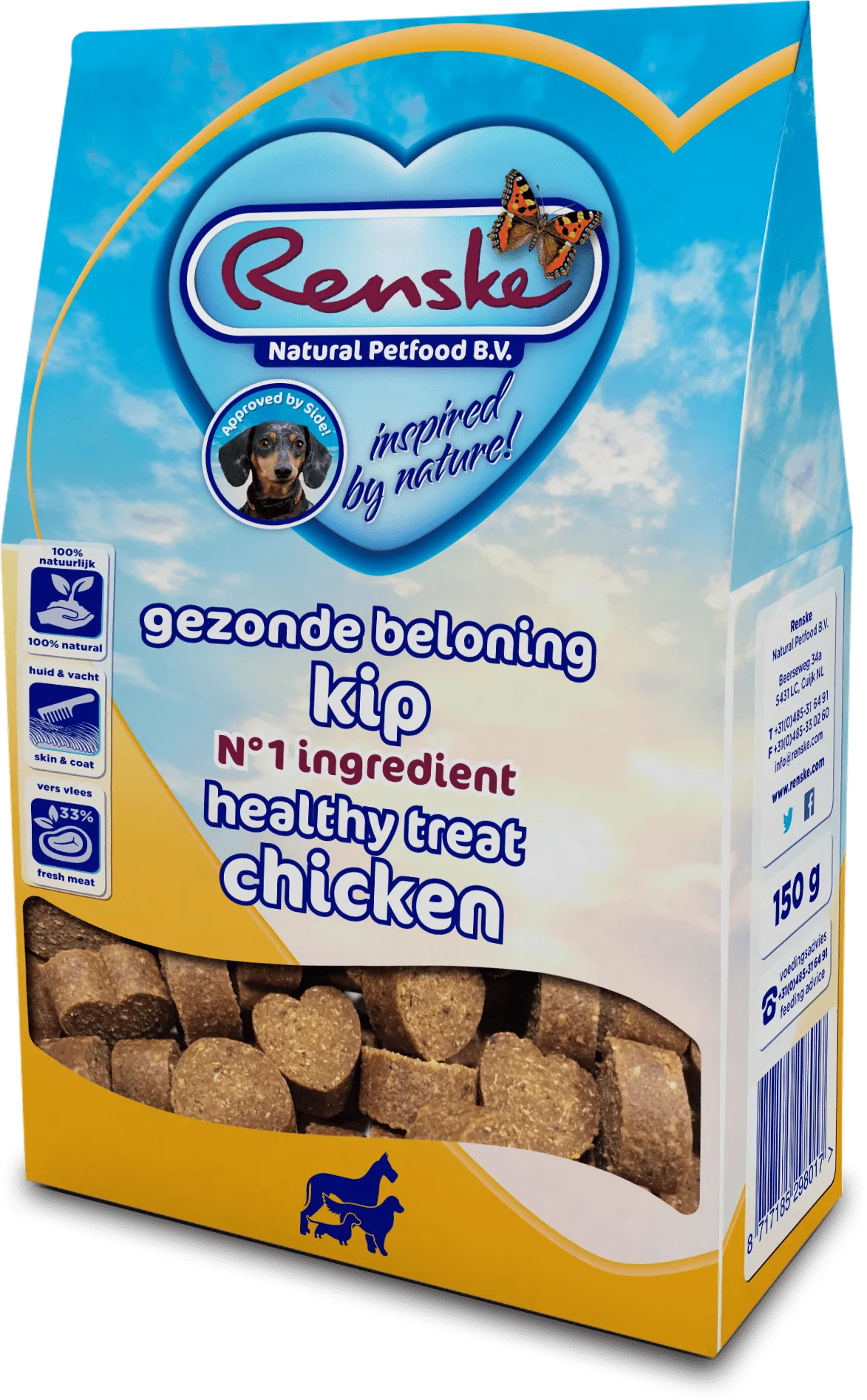 Renske Healthy Treats Hearts Chicken 150g-min