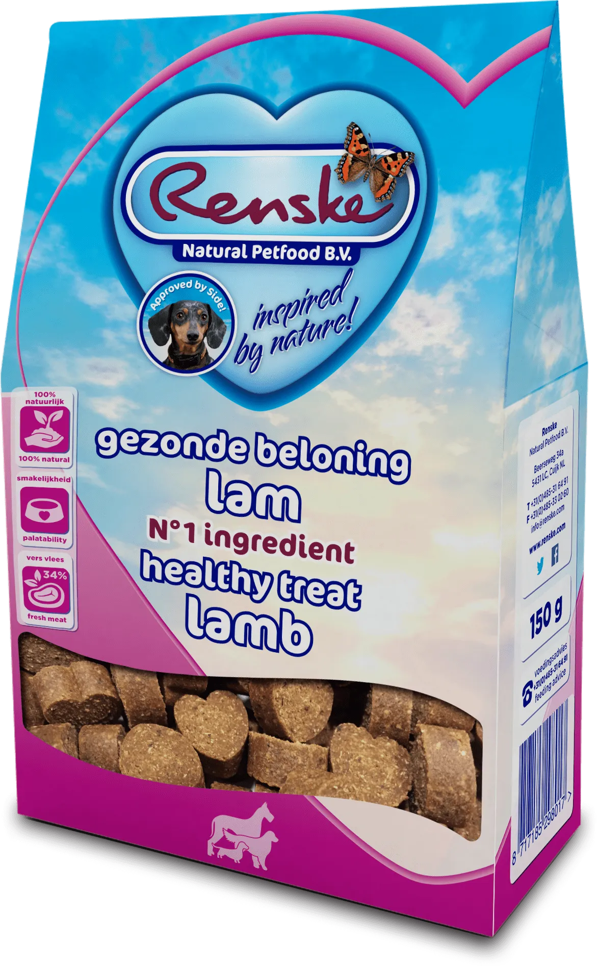 Renske Healthy Treats Hearts Lamb 150g-min