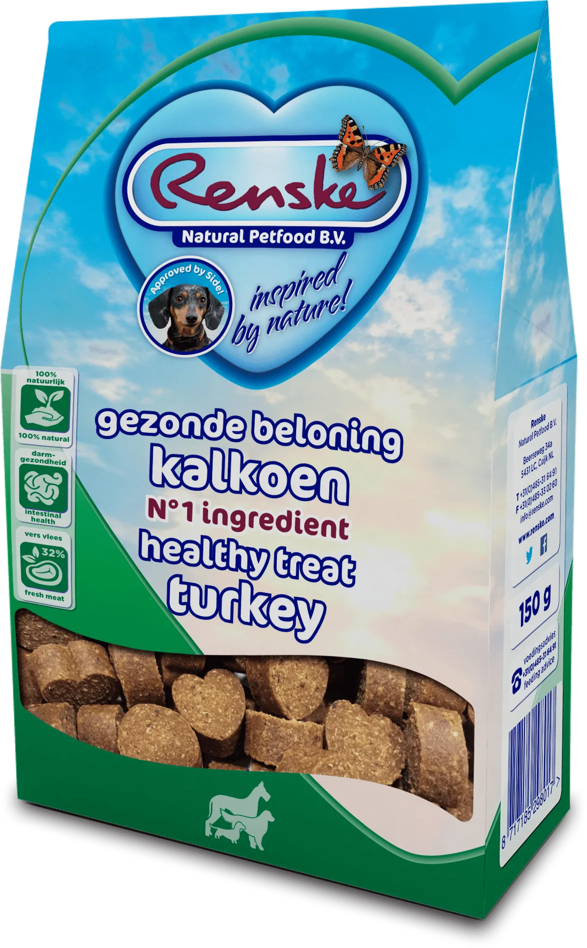 Renske Healthy Treats Hearts Turkey 150g-min